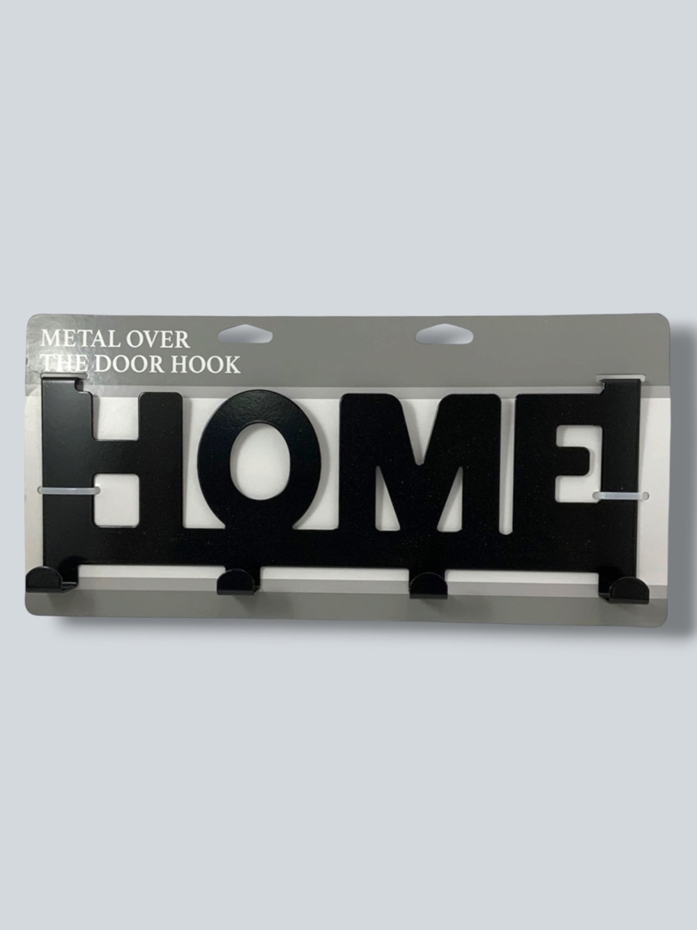 Over The Door Hook Rack 4 Hooks Black Matte Finish Metal “HOME” - Picture 13 of 13
